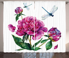 Peonies and Dragonflies Curtain