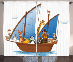 Animal Boat Sailing Ancient Curtain
