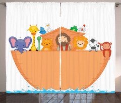 Animals Aboard Flood Motif Curtain