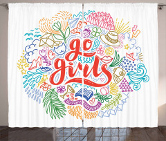 Go Girls Lettering Art Curtain