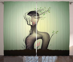 Surrealist Woman Shape Curtain
