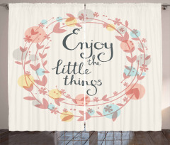 Flowers and Leaves Phrase Curtain