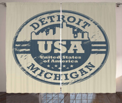 Detroit Michigan Stamp Curtain