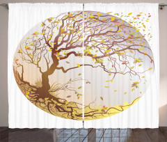 Tree Wind Flying Leaves Curtain