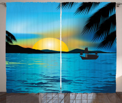Calm Sunrise Fishing Boat Curtain