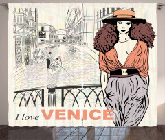 Venice Perde İtalyayı Seven Kadın Vintage Tarzı Görsel