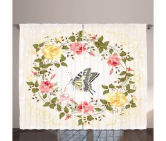 Vintage Wreath Butterfly Curtain