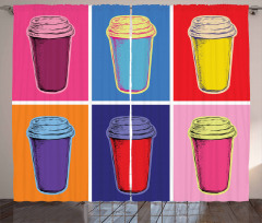 Modern Pop Art Cups Curtain