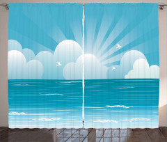Rising Sun and Seagulls Curtain