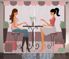 Women Having Coffee Curtain