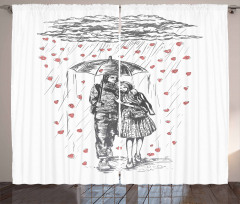 Couple on Rainy Day Curtain