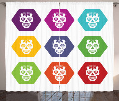 Hexagon Tiles Skull Curtain