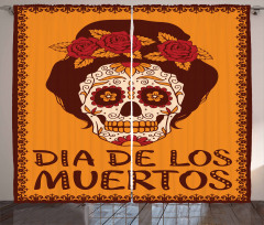 Mexican Skull Girl Curtain