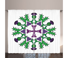 Abstract Thistle Wreath Curtain