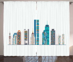 Flat City Illustration Curtain