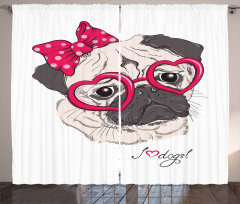 Cartoon Fashion Hipster Dog Curtain