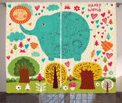 Doodle Nature Woodland Curtain