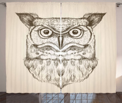 Wildlife Animal Head Sketch Curtain