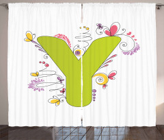 Colored Doodle Initial Curtain