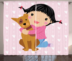 Doodle Girl and Pet Dog Curtain