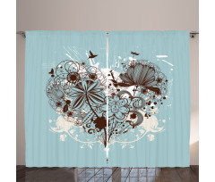 Heart Shape with Dragonflies Curtain