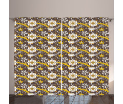 Dry Lotus Flower Design Curtain