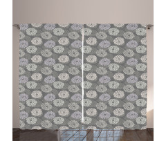 Abstract Dahlia Flowers Curtain