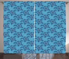 Aquatic Animals Flowers Curtain