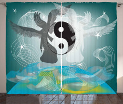 Flying Angel Abstract Art Curtain