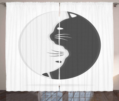 Black and White Cats Curtain