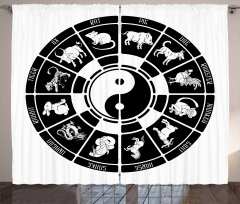 Chinese Horoscope Wheel Curtain