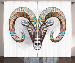 Colorful Totem Head Curtain