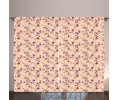Delicate Exotic Flowers Curtain