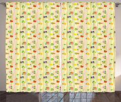 Apple Plum Pear Waves Curtain