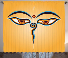Ancient Figure with Eyes Curtain
