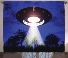 Night Scenery with Aliens Space Curtain