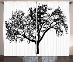 Bare Branches Silhouette Art Curtain