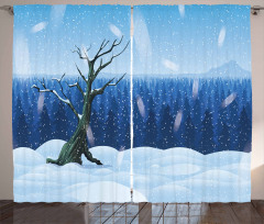 Cold Snowy Landscape Curtain