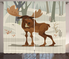 Funny Elk Mascot Curtain
