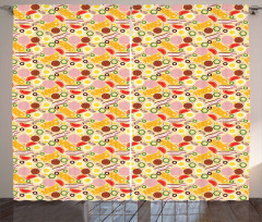 Graphic Pizza Toppings Curtain