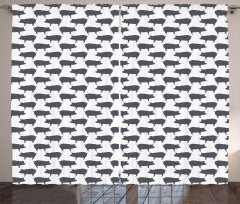 Domestic Pig Silhouettes Curtain