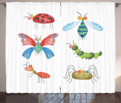 Hand Drawn Bug Pattern Curtain