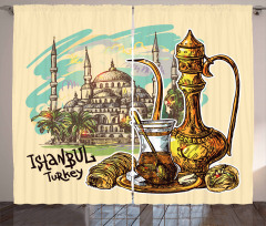 Teapot Sweets Turkish Curtain