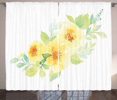 Watercolor Nature Flower Curtain