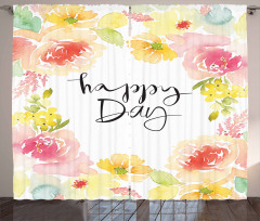 Happy Day Lettering Rose Curtain