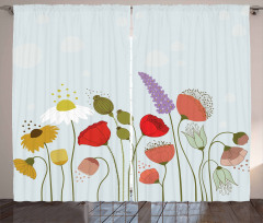 Daisy and Peony Pattern Curtain