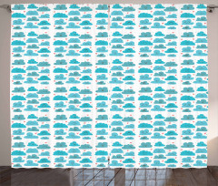 Doodle Clouds Emotions Curtain