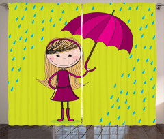 Little Girl Under Raindrop Curtain