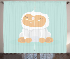 Graphic Happy Yeti Curtain