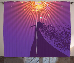 Opera Singer Musical Notes Curtain